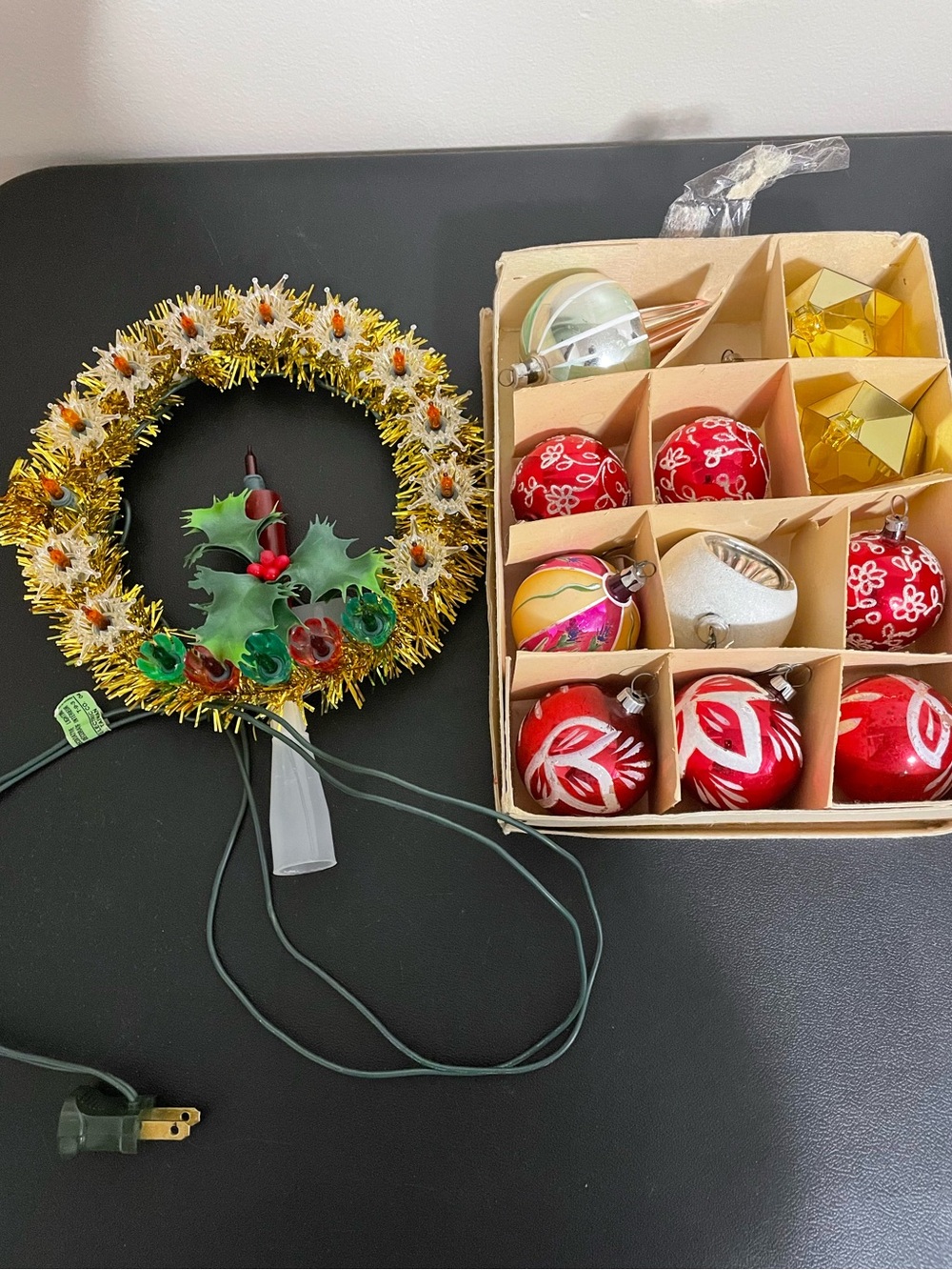 Vintage Christmas Ornaments and Tree Topper